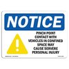 Signmission OSHA Sign, Pinch Point Contact W/ Vehicle W/, 14in X 10in Rigid Plastic, 10" W, 14" L, Landscape OS-NS-P-1014-L-17284